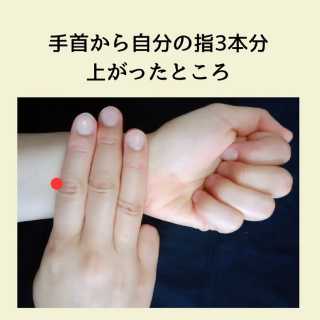 手首から自分の指3本分上がったところ